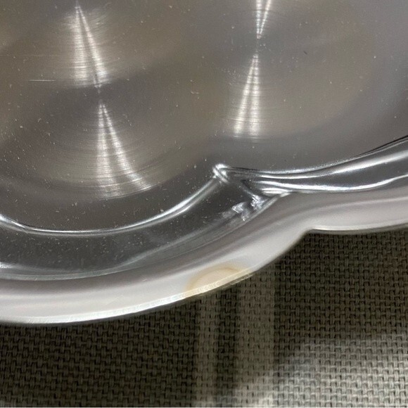 Chrome Leaf Serving Tray Party Candy Nut Dish Engine Turned Jewelling Accented - Picture 7 of 8